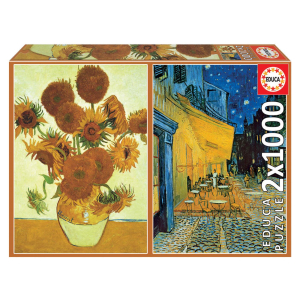 Sunflowers & Café Terrace at Night, Vincent Van Gogh - 2 x 1000 pieces - Puzzle