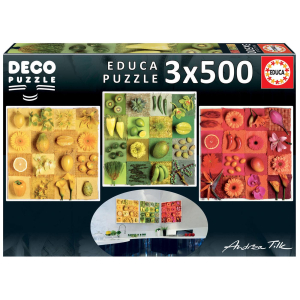 Exotic Fruits & Flowers, Andrea Tilk - 3 x 500 pieces - Deco Puzzle